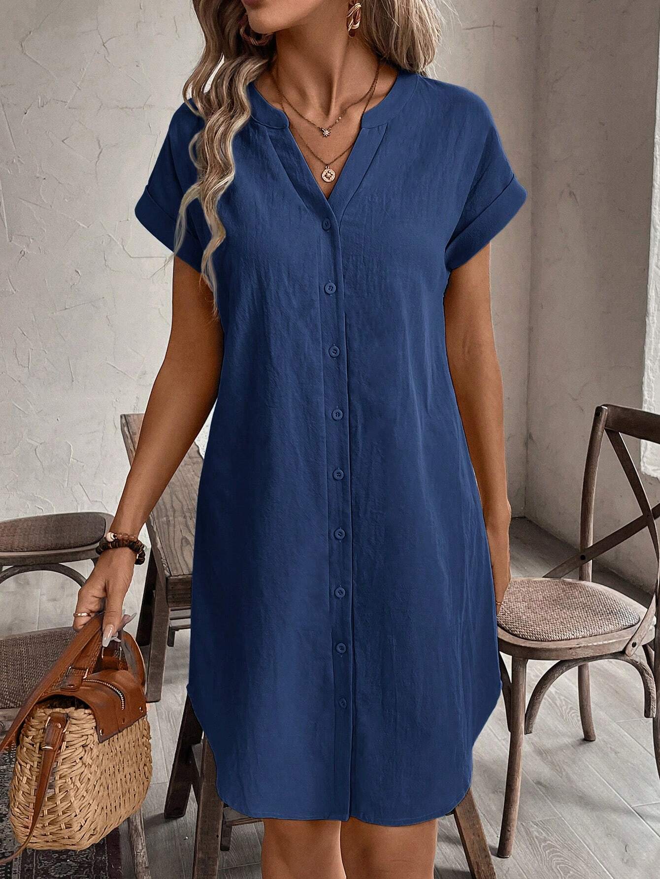 Colour-Pop Button Dress