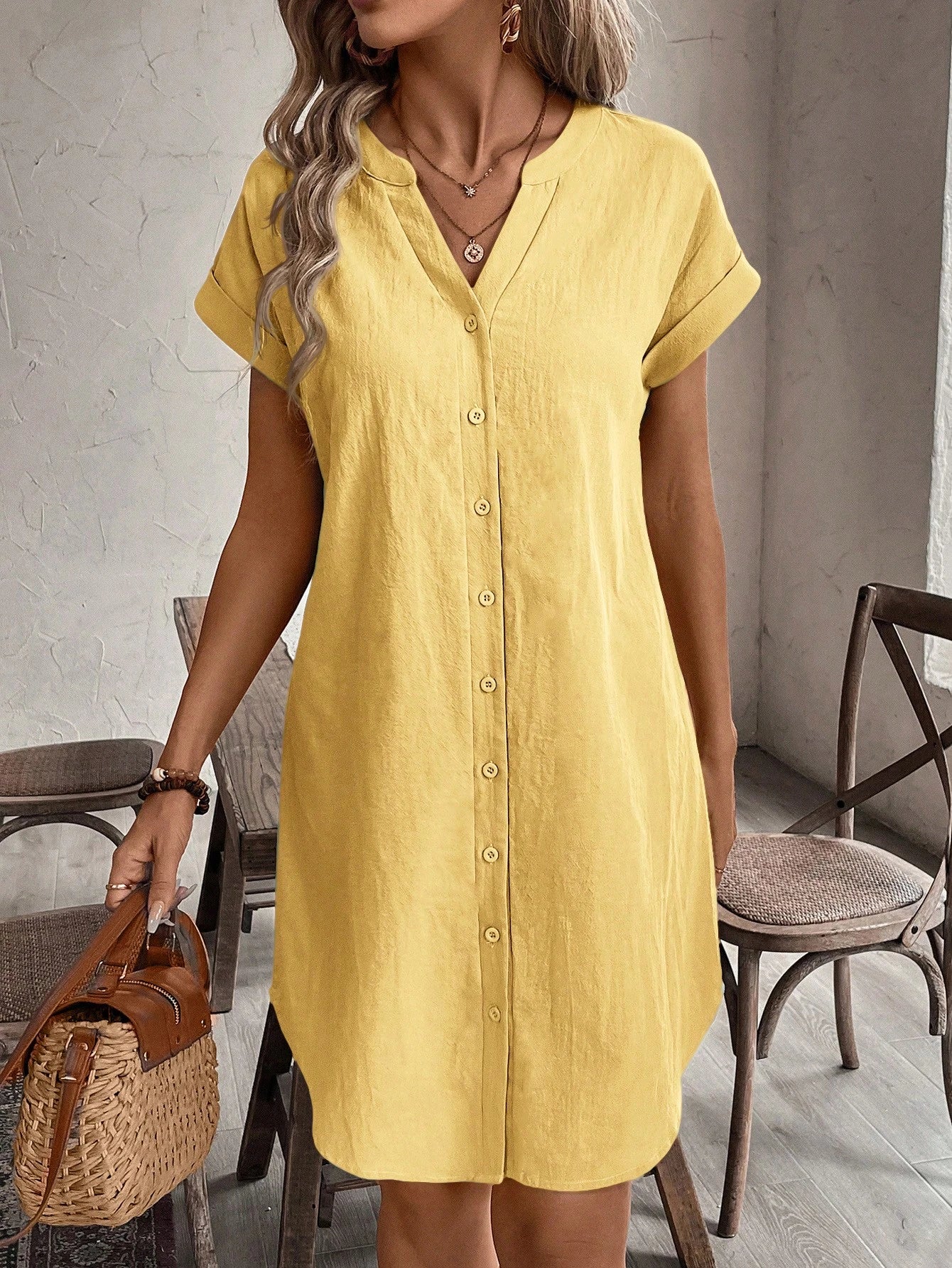 Colour-Pop Button Dress